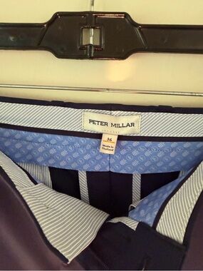 Peter Millar Navy shorts with Light Blue Trim